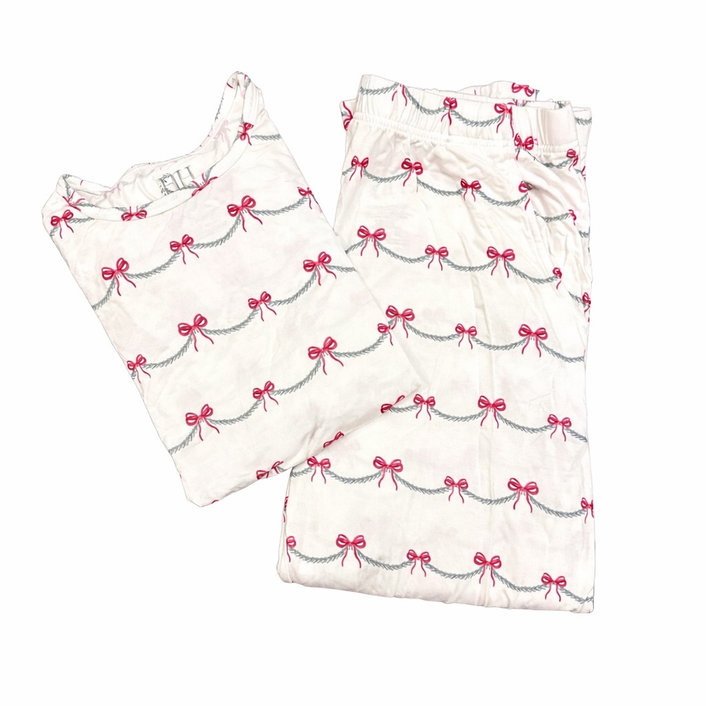 Hamner Hill Women's Red Bow Christmas Bamboo Loungewear Pajama Set